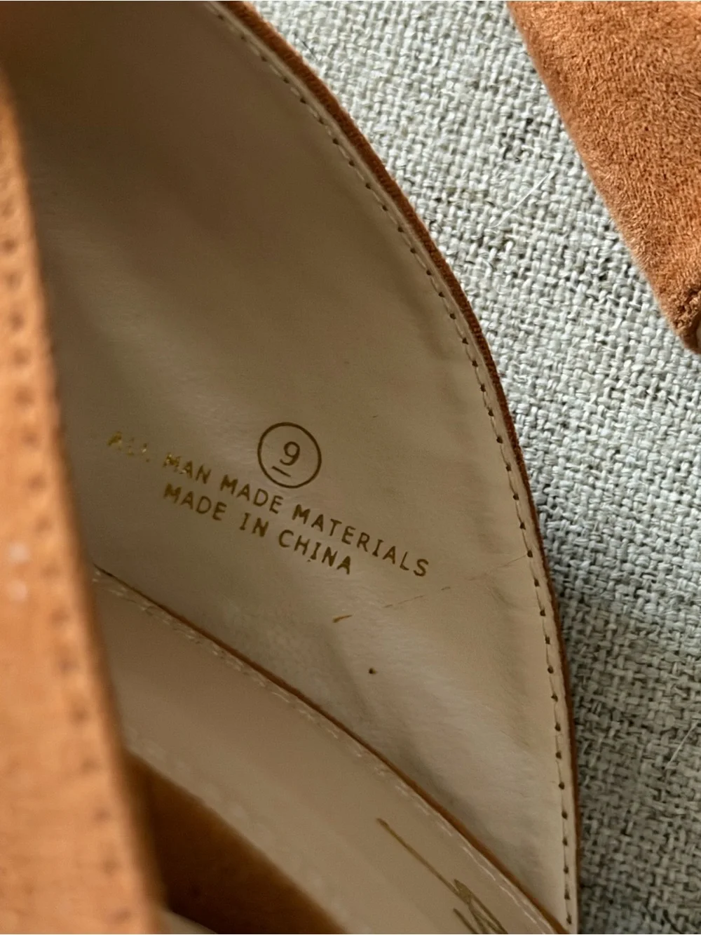 Lulus Camel Faux Suede Cork Platform Mule Heels – Size 9